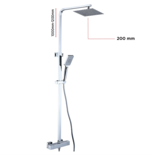 VOSS (200mm) Exposed Thermostatic Shower Valve Kit | Woodford Bathrooms
