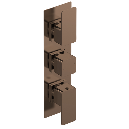 Windon Triple Thermo Valve with Diverter - Brushed Bronze | Woodford Bathrooms