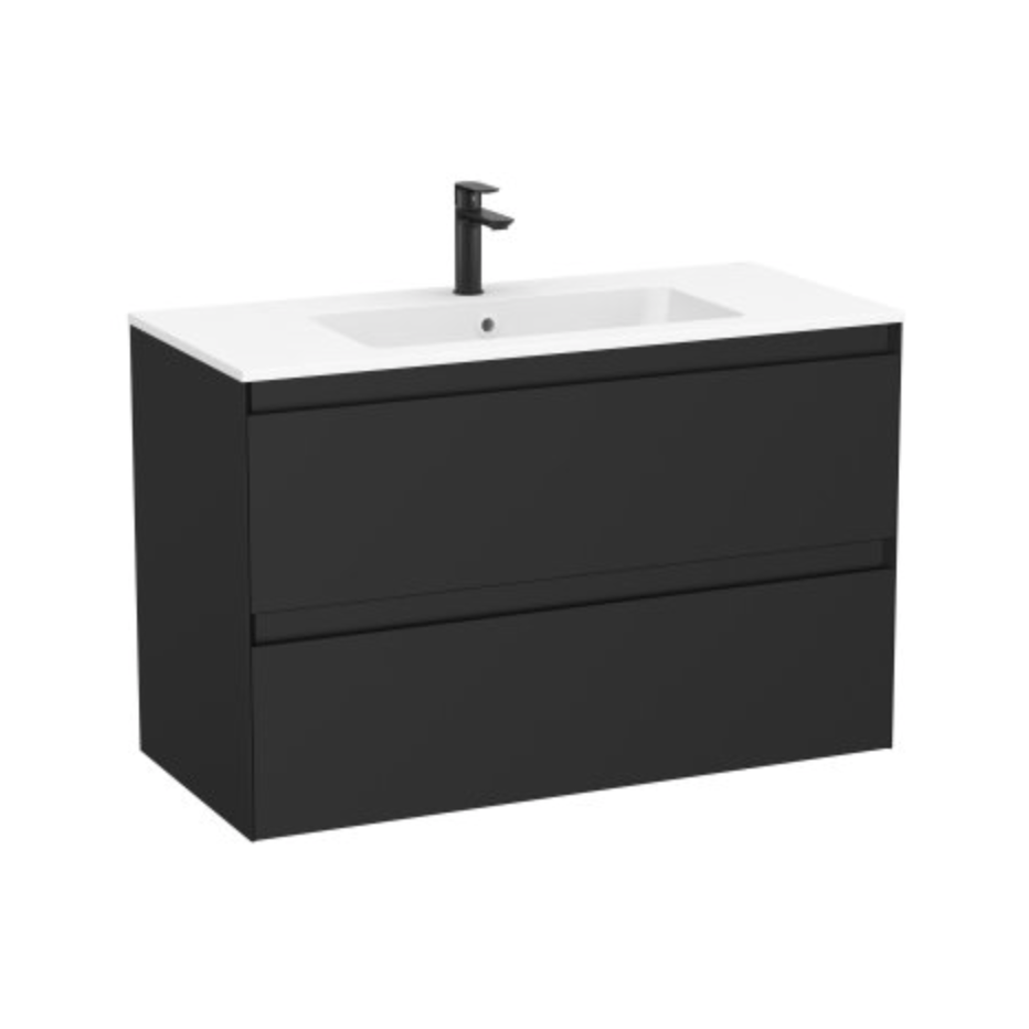Roca Tenue 1000mm 2 Drawer Vanity Unit & Basin - Black | Woodford Bathrooms