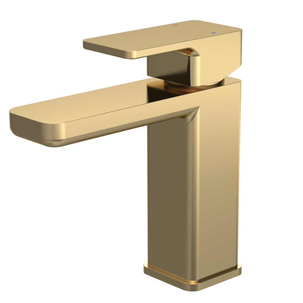 Windon Mono Basin Mixer With Push Waste - Brushed Brass | Woodford Bathrooms