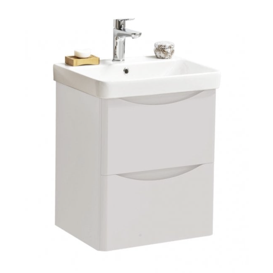 Arc 500mm Wall Mounted 2 Drawer Unit Matt Cashmere | Woodford Bathrooms