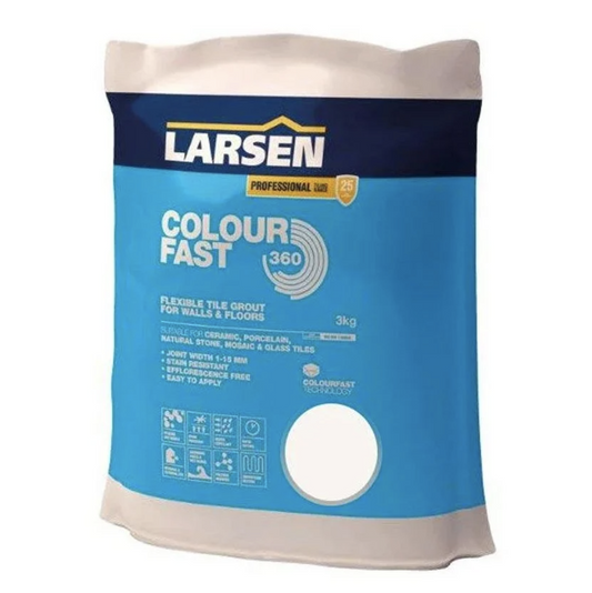 Larsen Colourfast 360 Flexible Grout 3Kg - White | Woodford Bathrooms