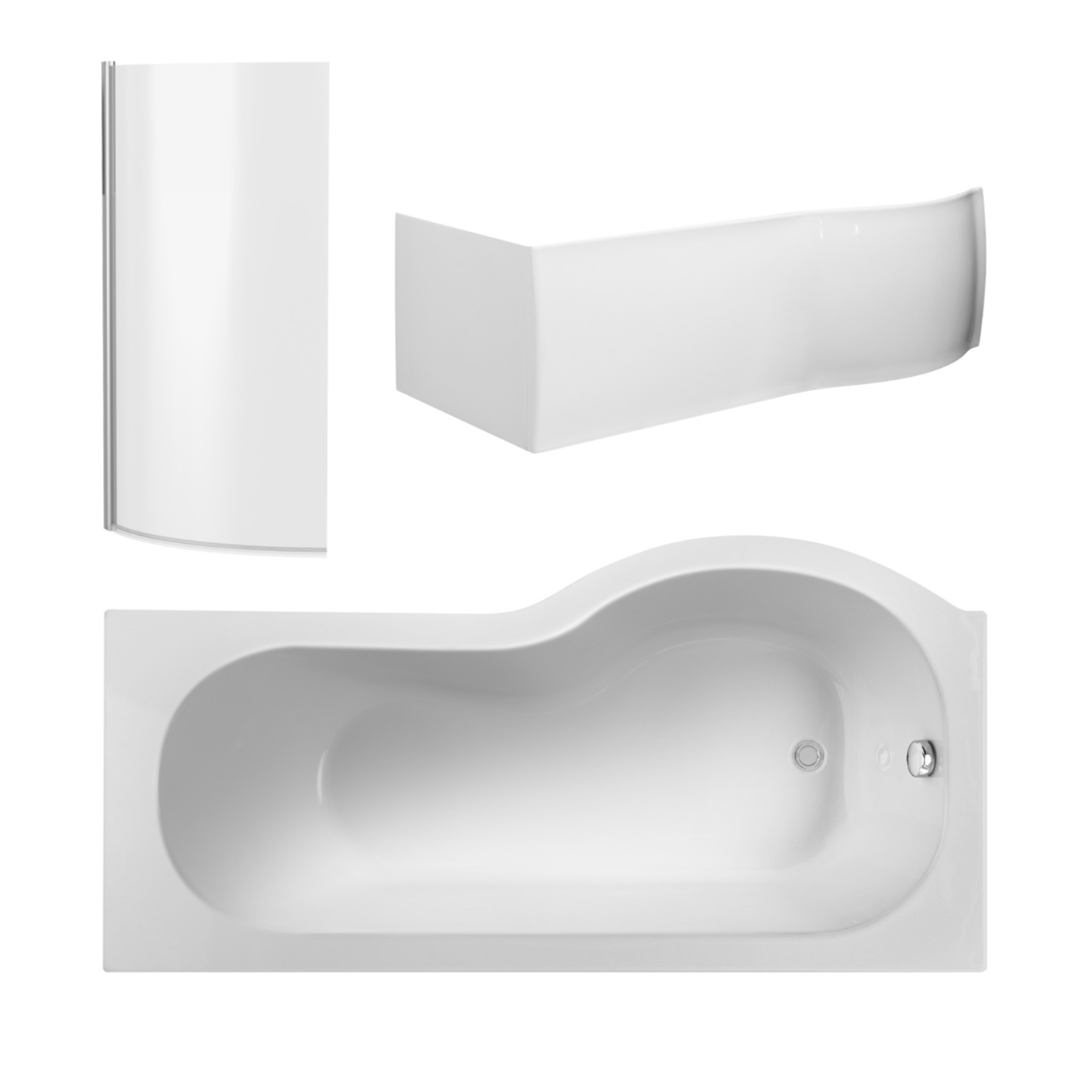 Nuie 1500mm Left Hand P-Shaped Shower Bath Pack | Woodford Bathrooms