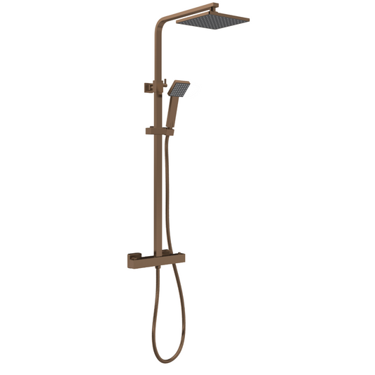 Nuie Square Thermostatic Bar Mixer Shower - Brushed Bronze | Woodford Bathrooms